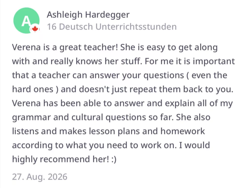 Feedback German Student 1